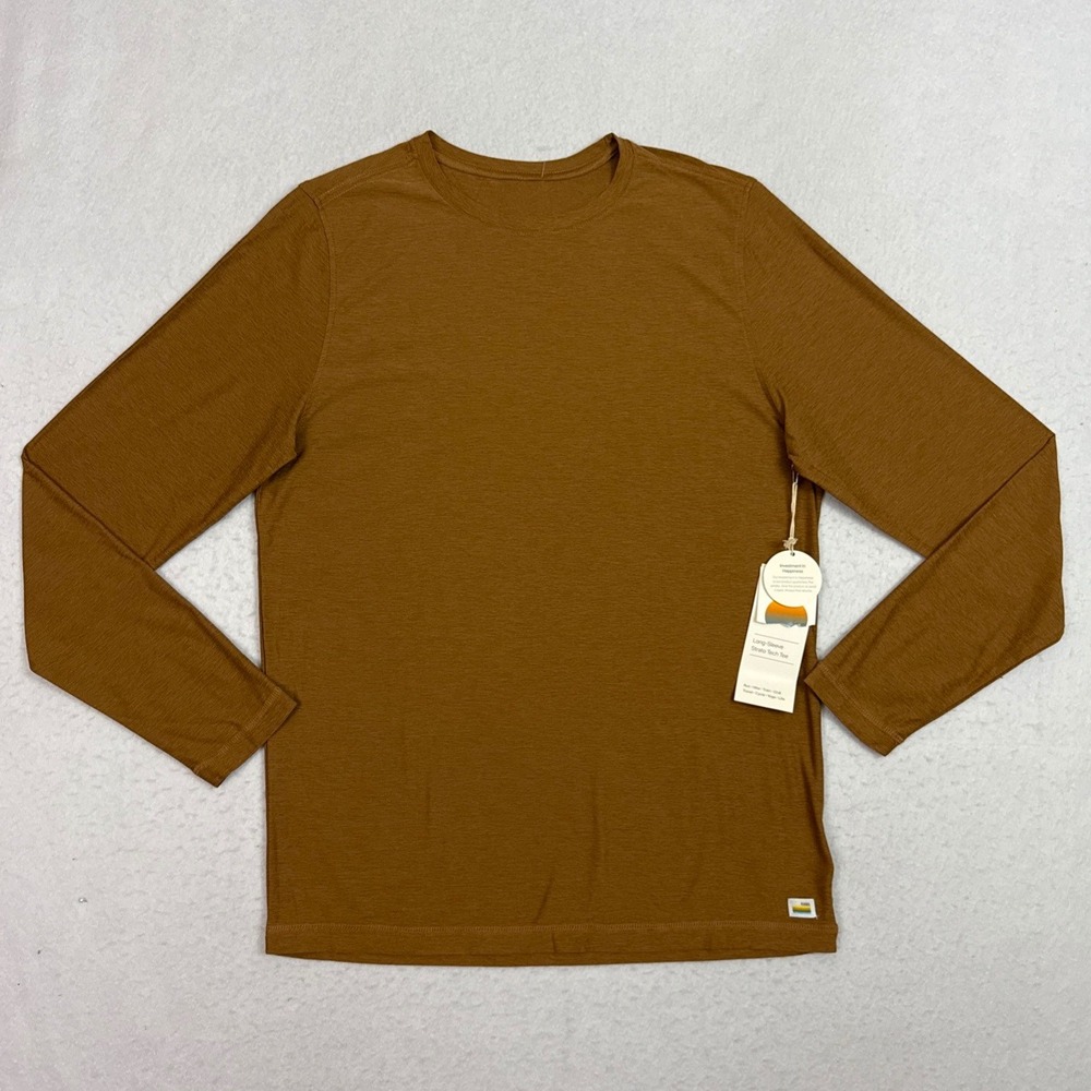 Vuori Mens Medium Long Sleeve Strato Tech Tee Autumn Heather V178 Performance